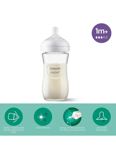 Avent Natural Response Doğal Tepkili Cam Biberon 1+ Ay 240 Ml