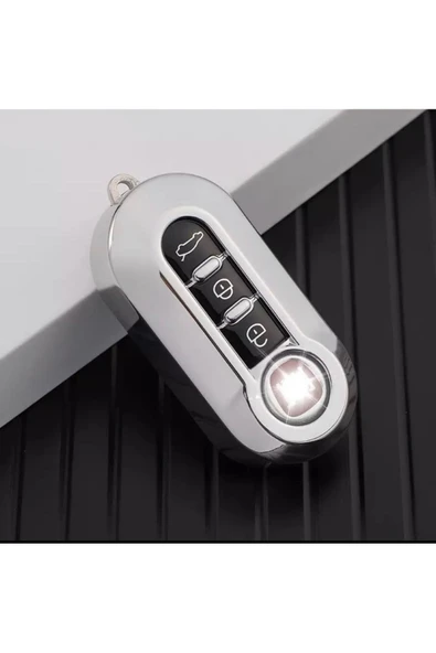 YıldızTuning Fiat Doblo Anahtar Kılıfı Parlak Gümüş Gri