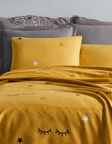 Doğal Pike Baskılı King 240x230cm Dide Sarı - 2
