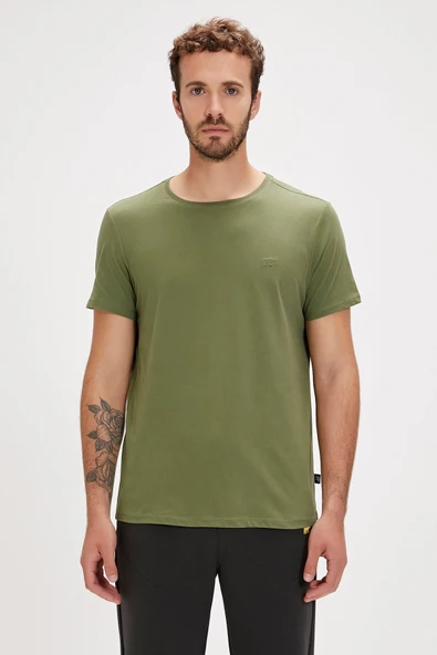 Bad Bear Solid Yeşil Basic Erkek Tişört - Resim 7