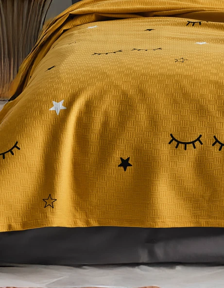 Doğal Pike Baskılı Mega King 260x230cm Dide Sarı - Resim 2