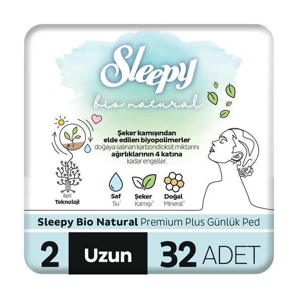 Sleepy Bio Natural Premium Plus Günlük Ped Uzun 32x3 96 Adet
