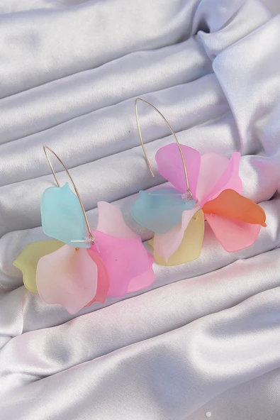 Pirinç Karışık Renkli Flora Küpe ürün görseli