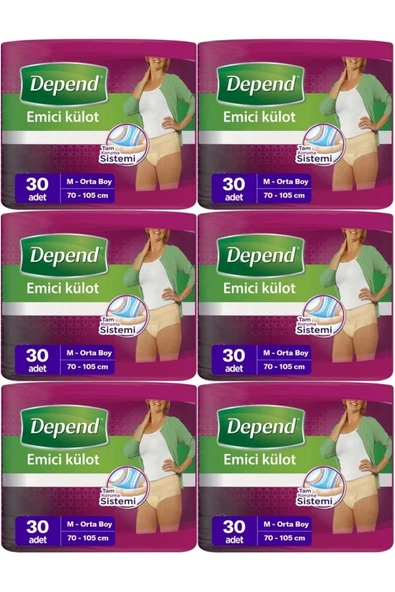 Emici Külot Hasta Bezi Medium - Orta Kadın 180 Adet (6pk*30)