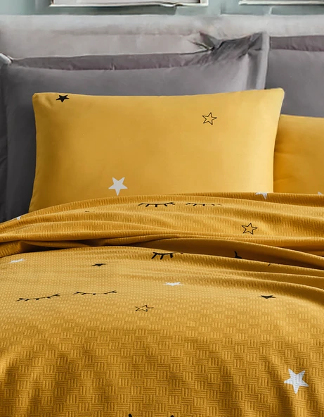 Doğal Pike Baskılı Mega King 260x230cm Dide Sarı - Resim 3