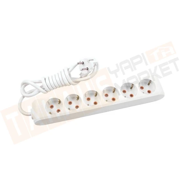 Viko Multi-Let Beyaz Altılı Grup Priz Topraklı Kablolu Çocuk Korumalı 5 Mt 90113605 - 1