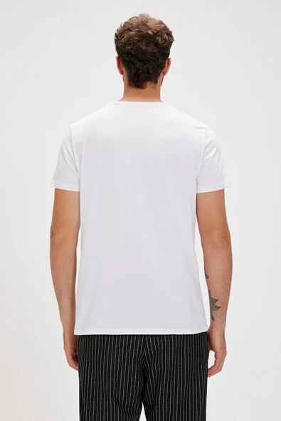 Bad Bear Solid T-Shirt Beyaz Basic Erkek Tişört - Resim 5