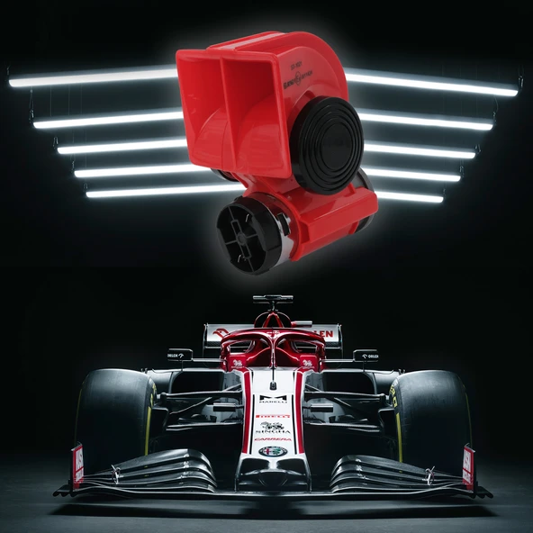 Ferrari Korna Kırmızı 12v Kompresörlü 2 Tonlu F1 Korna - 2
