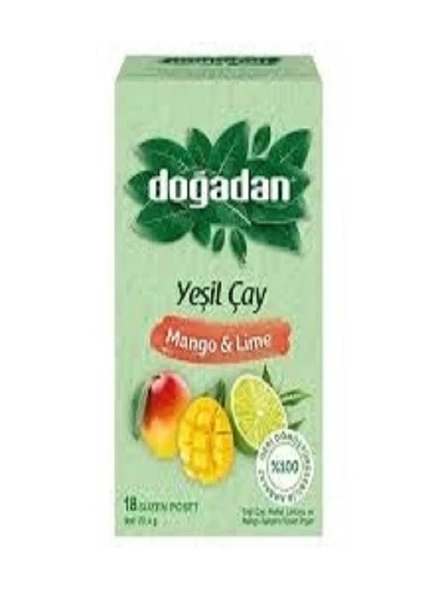 DOĞADAN YEŞİL BİTKİ ÇAYI MANGO&LİME  18 SÜZEN POŞET 23,40GR ürün görseli 1