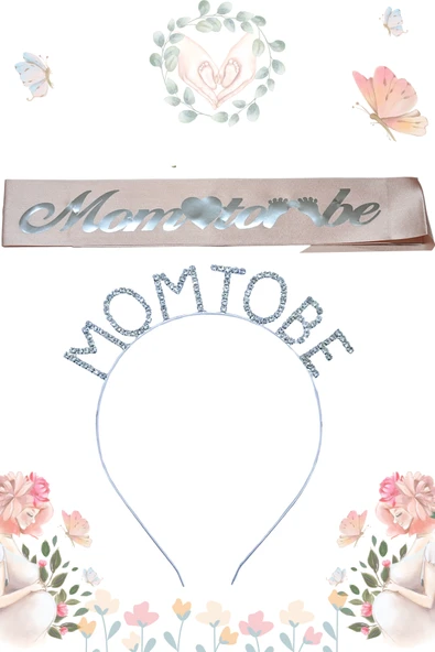 Mom To Be Metal Taç Ve Kuşak & Baby Shower Set