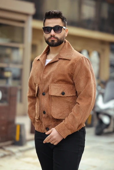 ERKEK BAHARLIK TORBA CEPLİ KADİFE CEKET - 7
