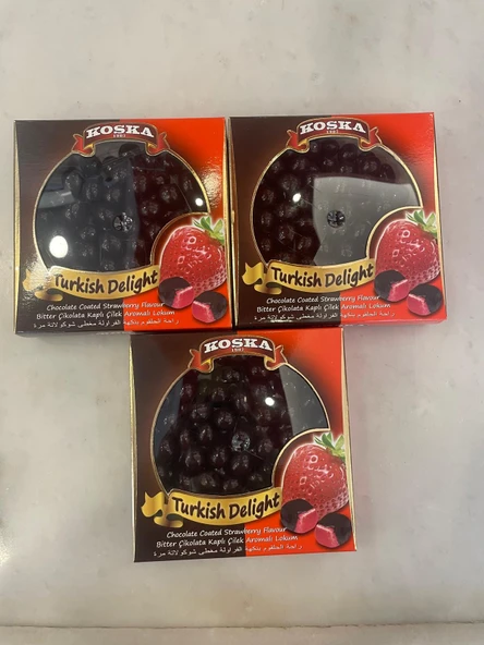 KOSKA ÇİLEKLİ LOKUM DRAJE 220 GR KOLİ 24 ADET - 3