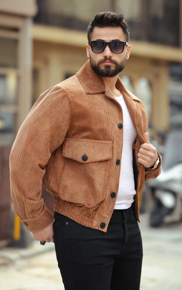 ERKEK BAHARLIK TORBA CEPLİ KADİFE CEKET - 6