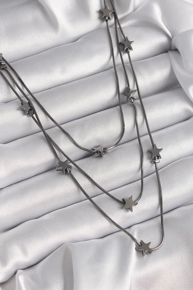 Pirinç Füme Renk 3 Lü Yıldız Model Kadın Kolye ürün görseli