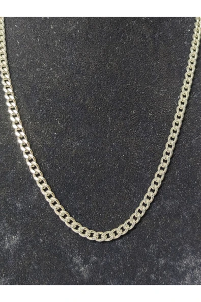 İtalyan Yassı Kolye 3+1 Kolye + Minimalist Kolye Halka Kolye Paslanmaz Çelik Aksesuar Gümüş Renk - 3