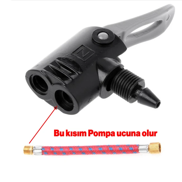 Metal Plastik Pompa Ucu İğne Seti 5'li Hortum Bağlantılı Bisiklet Top Yat Şambrel Teker Şişirme Jakı - 7