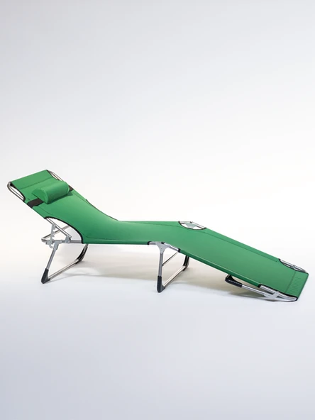 Ecm Proger Sırt Ayarlanabilir Katlanabilir Kademeli Yastıklı Lüks Şezlong-Yeşil - 3