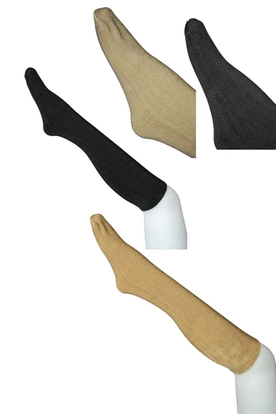 Kadın Uzun Diz Üstü Çorap Kışlık Termal Havlu Polarlı - 4