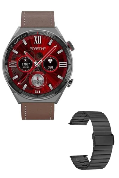 Erkeklere Özel Akıllı Saat Çelik Kordon Bluetooth Bağlantılı İOS ve Android Uyumlu - Resim 8