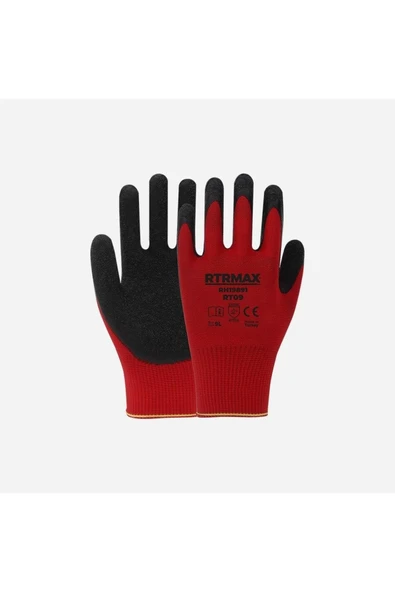Rtrmax RH19822 RT3 NO:10 Nitril Kaplı Polyester Zebra Kırmızı Örgü Eldiven