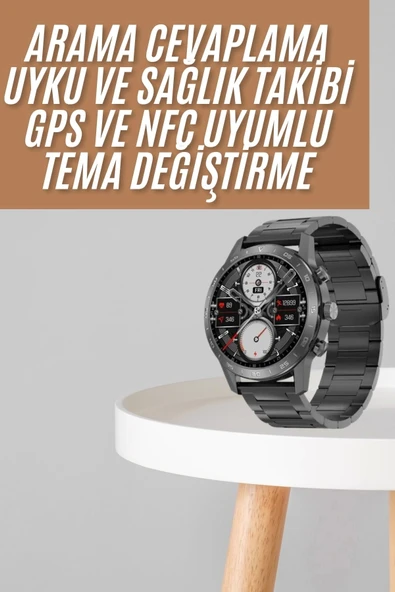 Akıllı Saat Çelik Kordon Çağrı Cevaplama Amoled Ekran Titreşimli Uyku ve Sağlık Takibi - Resim 2