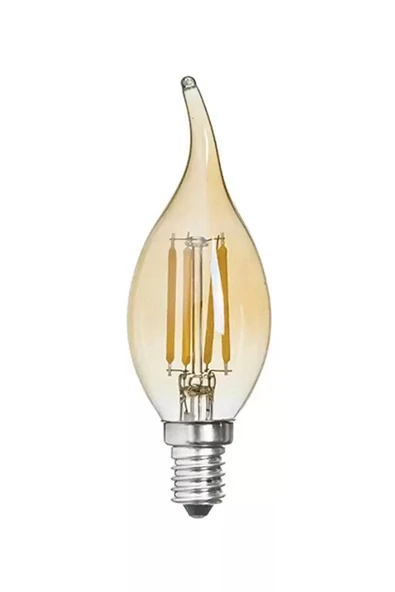 Global K2 KES600 4W E14 Günışığı Led Flamanlı Kıvrık Buji Rustik Ampul
