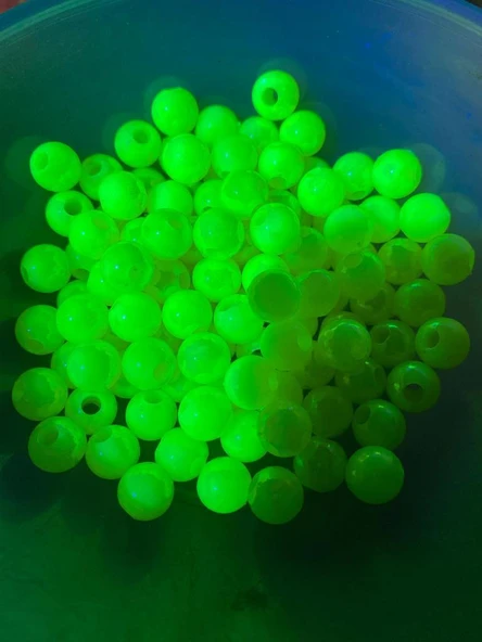 Sazan Boncuk Yemi Camgöz Parlak Limon Sarı UV Büyük Delikli 8 mm 50 Adet - 2