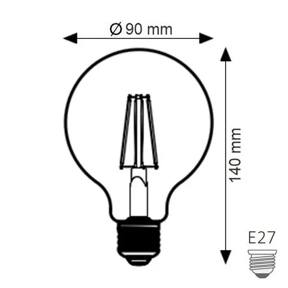 K2 GLOBAL KES606 6 Watt G95 LED Rustik Glop Ampul - Sarı Işık (2700K) - 2