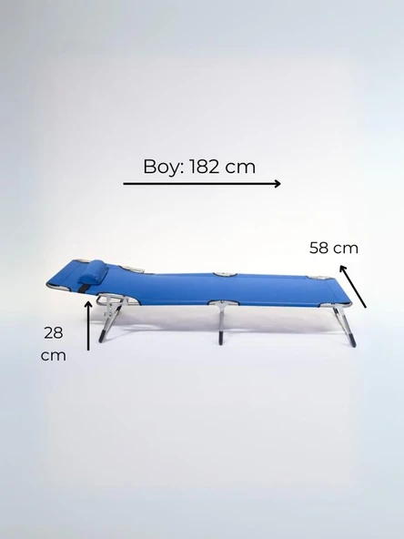 Ecm Proger Sırt Ayarlanabilir Katlanabilir Kademeli Yastıklı Lüks Şezlong-Saks Mavi - 3