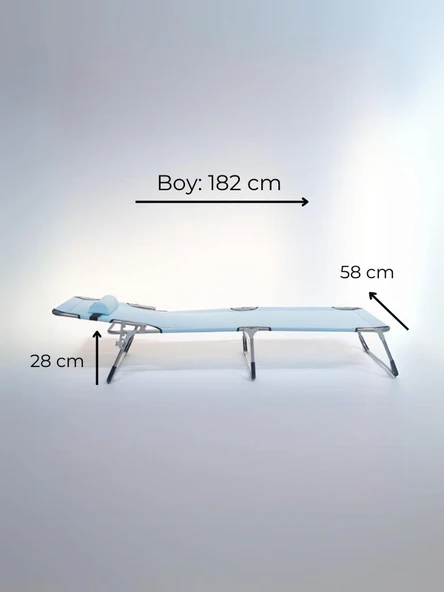 Ecm Proger Sırt Ayarlanabilir Katlanabilir Kademeli Yastıklı Lüks Şezlong-Açık Mavi - 4