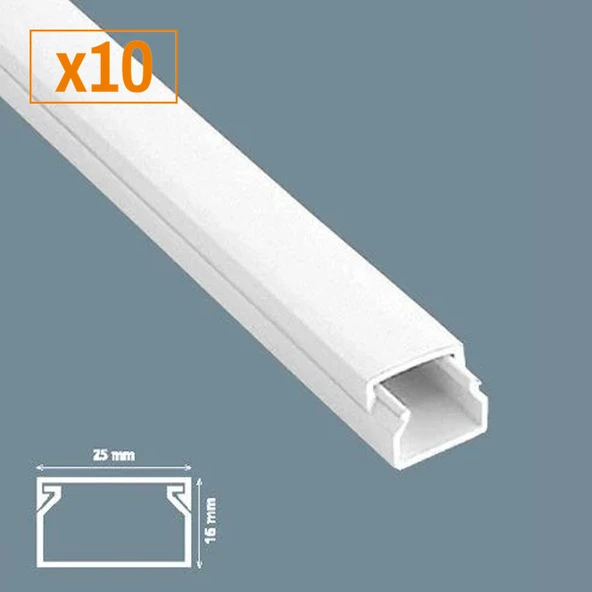25X16 YAPIŞKANLI PLASTİK KANAL BEYAZ (x10)