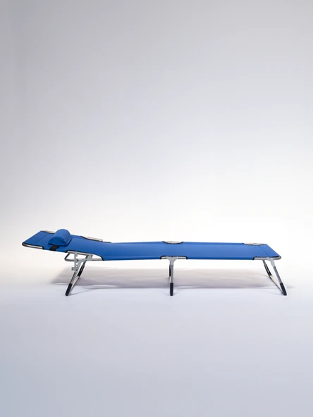 Ecm Proger Sırt Ayarlanabilir Katlanabilir Kademeli Yastıklı Lüks Şezlong-Saks Mavi - 2