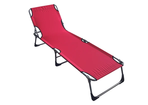 Ecm Proger Sırt Ayarlanabilir Katlanabilir Kademeli Yastıklı Lüks Şezlong-Kırmızı - 3
