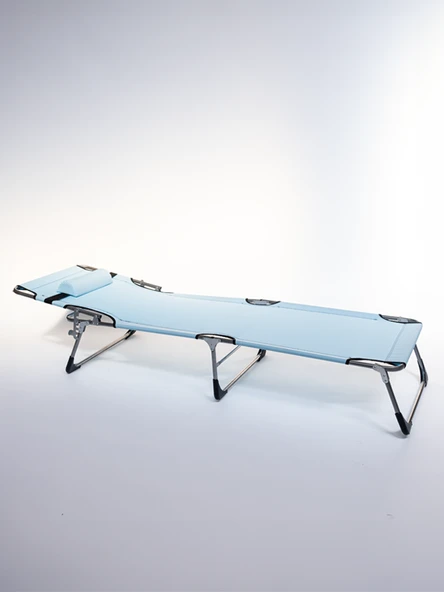 Ecm Proger Sırt Ayarlanabilir Katlanabilir Kademeli Yastıklı Lüks Şezlong-Açık Mavi - 3