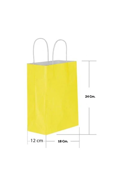 Sarı Kraft Çanta Orta Boy 25x12x31 cm 25 Adet - Resim 2