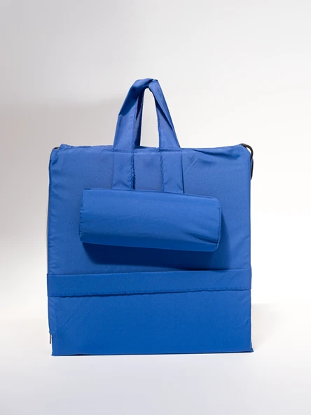 Ecm Proger Sırt Ayarlı Katlanır Yastıklı Minderli Çanta Bölmeli Lüks Şezlong-Saks Mavi - 5