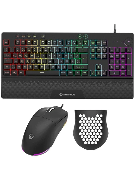 Rampage Eclıpse Siyah USB Rgb Aydınlatmalı Q Gaming 4 Tuş Makrolu Oyuncu Klavye Mouse Set