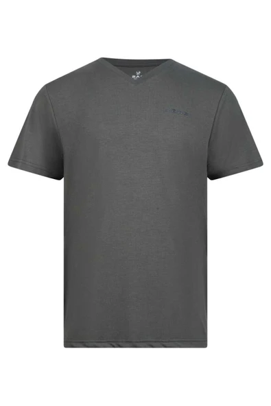 2AS Victor Erkek Viloft V Yaka T-Shirt Antrasit