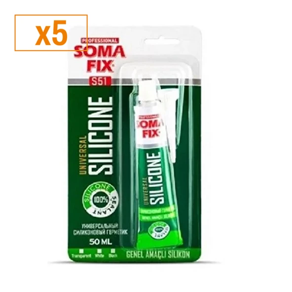 Somafix Şeffaf Tüp Silikon 50 ML Şeffaf (x5)