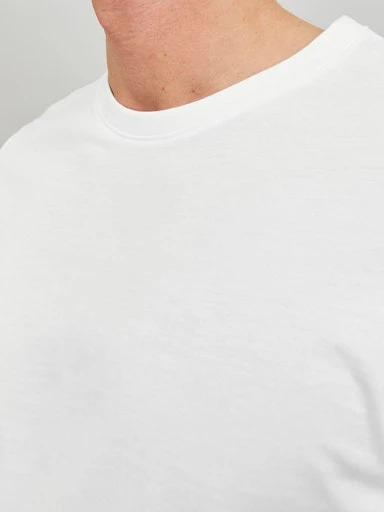 Jack Jones Erkek Bisiklet Yaka Basic Beyaz Tişört 12156101 - 5