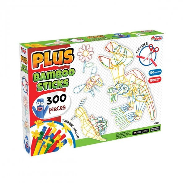 03680 Dede, Plus Bambu Çubuklar - 300 Parça