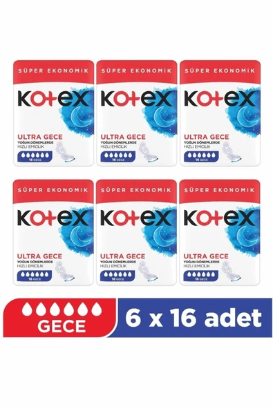 Kotex Ultra Quadro Süper Gece 6 x 16