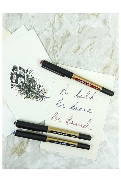 Kırmızı Pilot Kalem 3 Adet Uniball Eye Broad 1.0 mm Roller Pilot Kalem Ub-150-10 Roller Uçlu Likit Mürekkepli - Resim 4