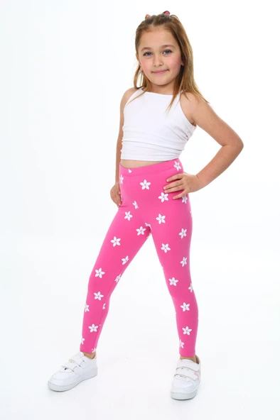 Toontoy Kız Çocuk Çiçek Baskılı Tayt - 13