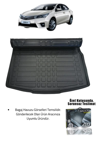 Sahler Toyota Corolla 2013-2018 Uyumlu 4.5D Premium Havuzlu Paspas ve Liner Marka 3D Bagaj Havuzu - 2