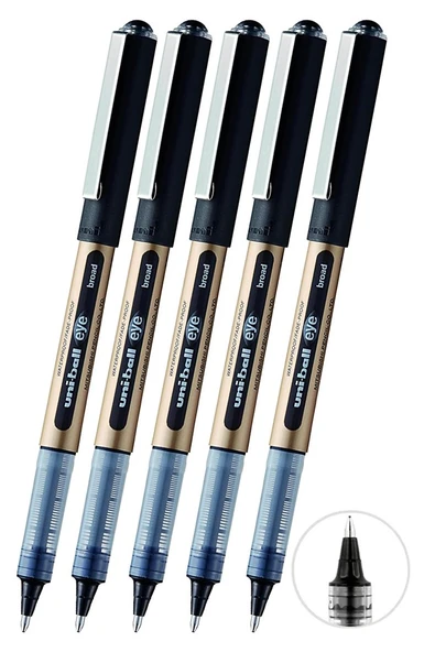 Siyah Pilot Kalem 5 Adet Uniball Eye Broad 1.0 mm Roller Pilot Kalem Ub-150-10 Roller Uçlu Likit Mürekkepli ürün görseli