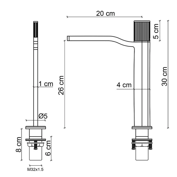 FONTANA YÜKSEK LAVABO BATARYASI (MAT ALTIN) FA-7022 - 2