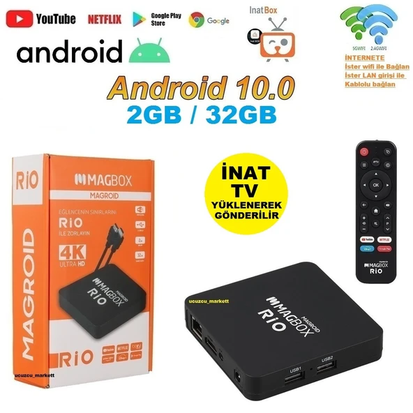 ANDROİD TV BOX 2G RAM / 32GB ROM ANDROİD 10 (İNAT TV YÜKLENEREK GÖNDERİLİR) - 2