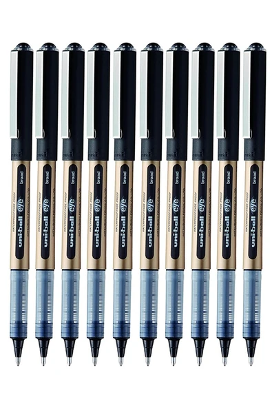 Siyah Pilot Kalem 10 Adet Uniball Eye Broad 1.0 mm Roller Pilot Kalem Ub-150-10 Roller Uçlu Likit Mürekkepli