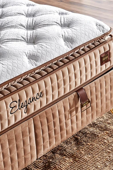 Elegance Lüks Yatak 180x200 cm Çift Kişilik Paket Yaylı Pedli Yumuşak Yatak Tavşan Tüyü Dokusu - 4